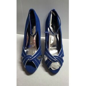 Unbranded Blue Heels Peep Toe Ankle Strap Platform Stiletto Size‎ 8.5